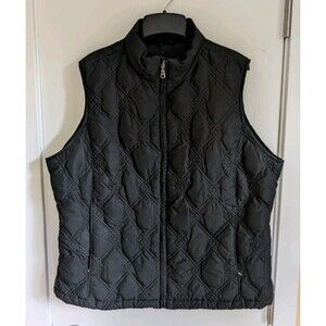 Eddie Bauer Premium Goose Down Full Zip Vest Women’s XL Black Quilted Puffer